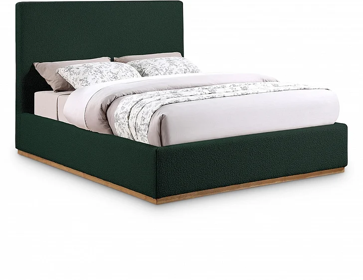 Meridian Monaco Boucle Fabric Full Bed in Green Boucle Fabric MonacoGreen-F