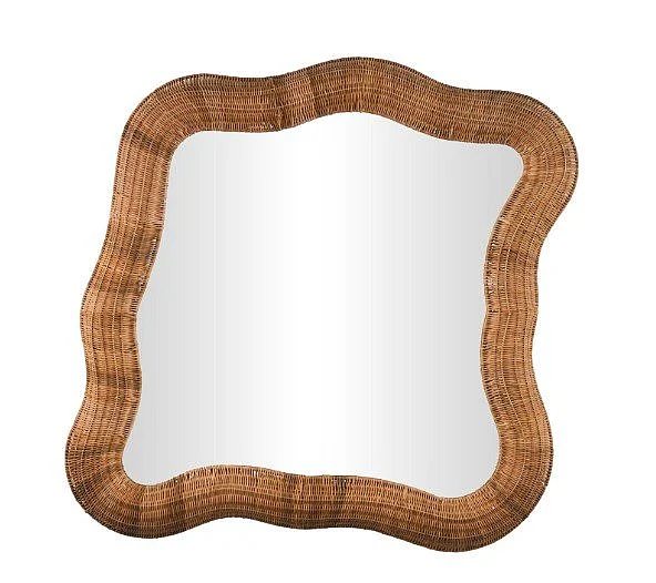 Uma Beige Seagrass Handmade Woven Beveled Room Wall Mirror 20658