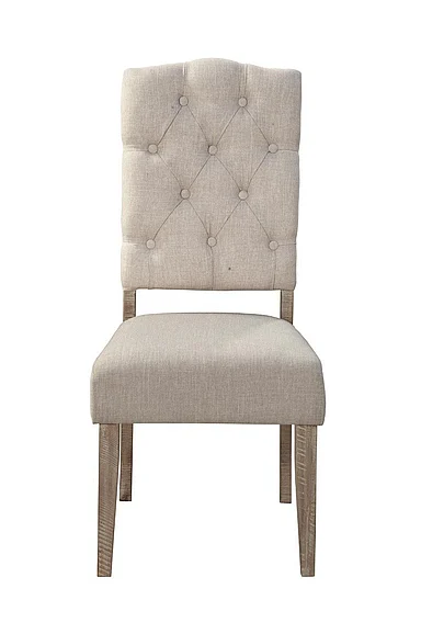Alpine Furniture Newberry Button Tufted Parson Chairs (Set of 2) in Weathered Natural 2068-02