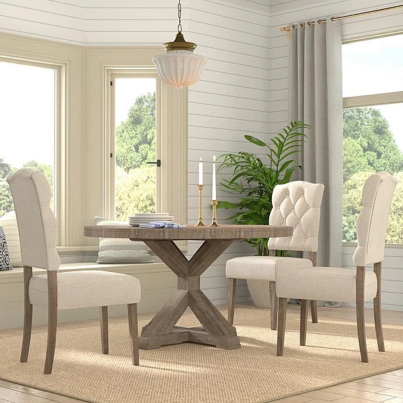 Alpine Furniture Newberry 5-Piece Round Dining Table Set in Weathered Natural