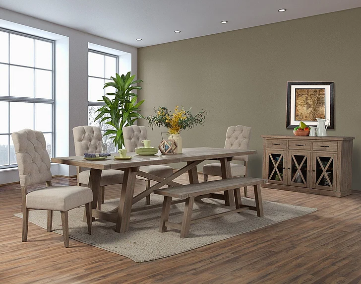 Alpine Furniture Newberry 6-Piece Rectangular Dining Table Set in Weathered Natural