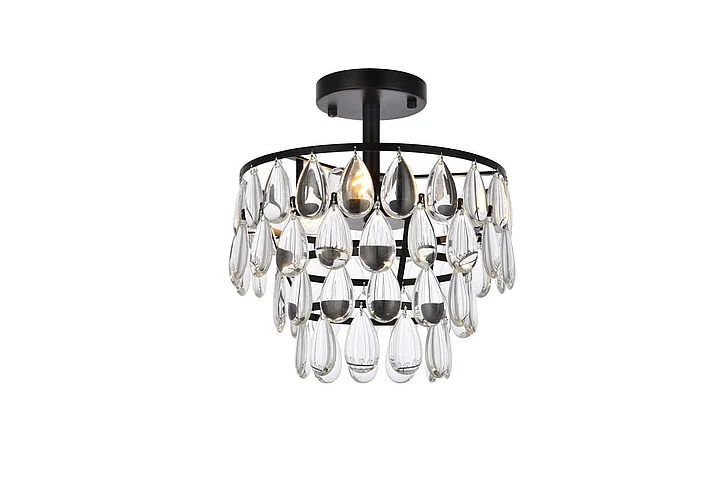 Elegant Mila 12 In. Flush Mount in Black 1103F12BK
