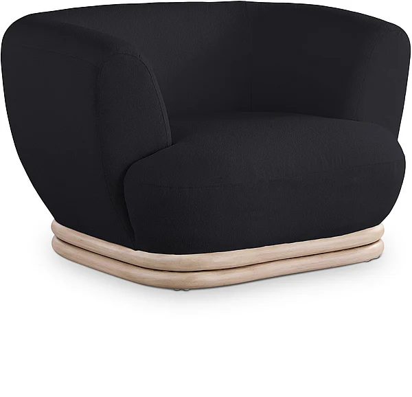 Meridian Kipton Boucle Fabric Chair in Black Boucle Fabric 648Black-C
