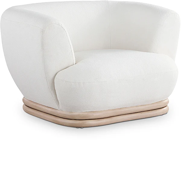 Meridian Kipton Boucle Fabric Chair in Cream Boucle Fabric 648Cream-C