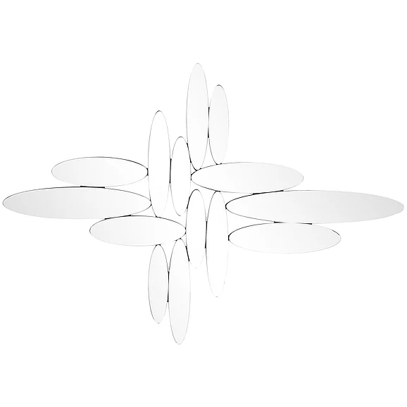 UMA Silver Glass Abstract Oval Room Wall Mirror, 40" x 1" x 28" | 20766 CLOSEOUT