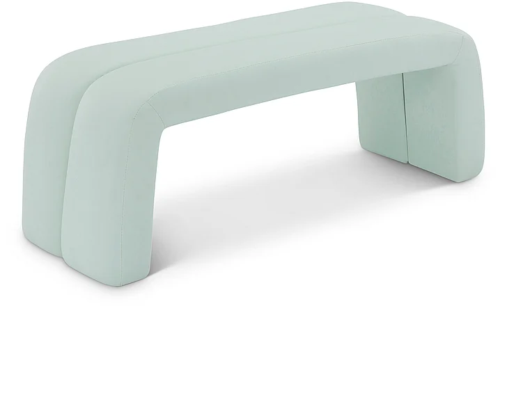 Meridian Arc Faux Leather Bench in Mint Faux Leather 116Mint