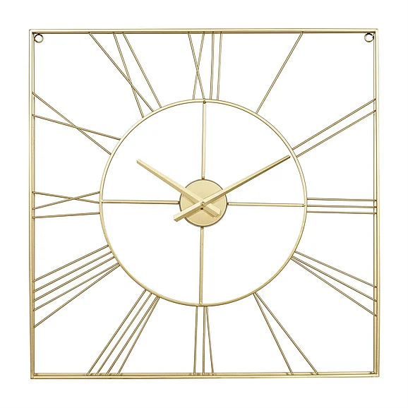 UMA CosmoLiving by Cosmopolitan Gold Metal Open Frame Square Decorative Wall Clock, 24" x 2" x 24" | 20789