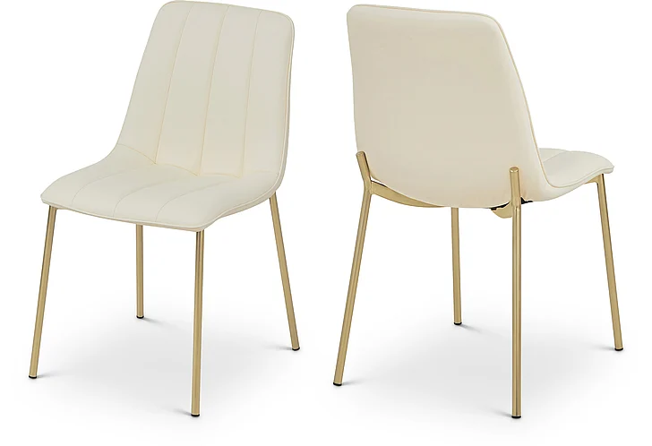 Meridian Isla Faux Leather Dining Chair (Set of 2) in Cream Faux Leather 529Cream-C