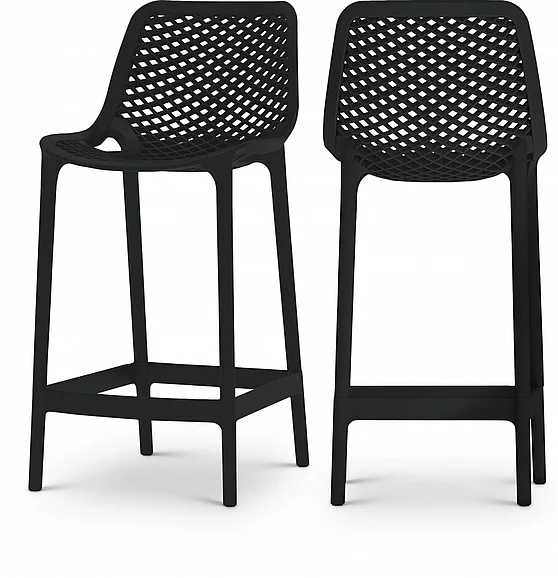 Meridian Mykonos Outdoor Patio Stools in Black 330Black