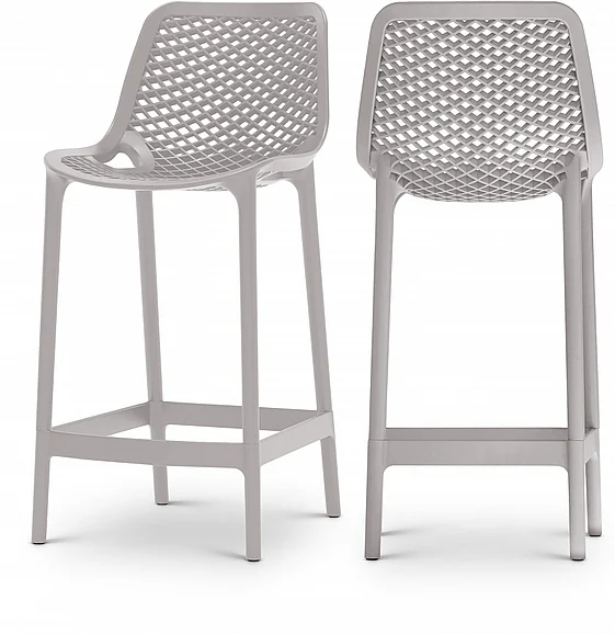 Meridian Mykonos Outdoor Patio Stools in Grey 330Grey