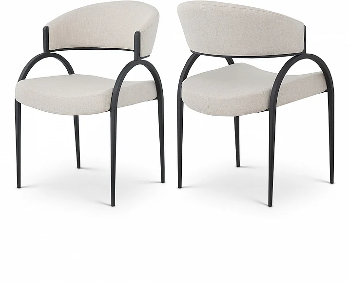 Meridian Privet Linen Textured Dining Chair in Beige Linen Textured Fabric 931Beige-C