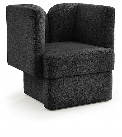 Meridian Marcel Boucle Fabric Chair in Black Boucle Fabric 616Black-C