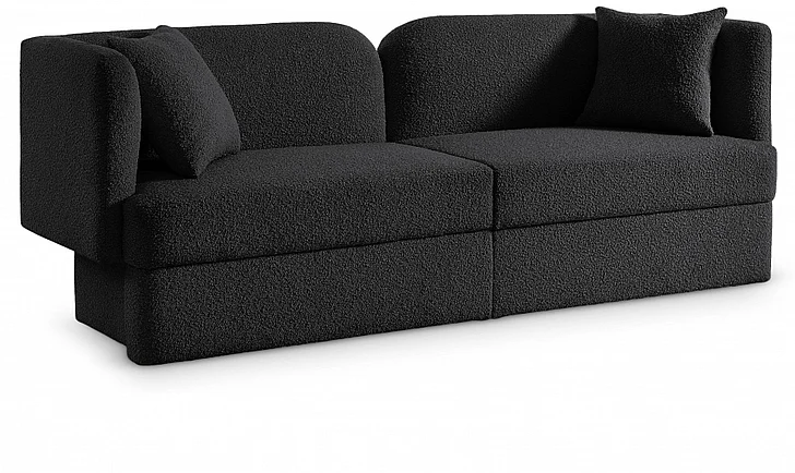 Meridian Marcel Boucle Fabric Sofa in Black Boucle Fabric 616Black-S