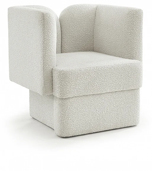 Meridian Marcel Boucle Fabric Chair in Cream Boucle Fabric 616Cream-C