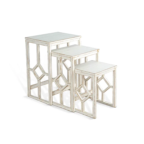Sunny Designs White Sand Nesting Table 2087WS