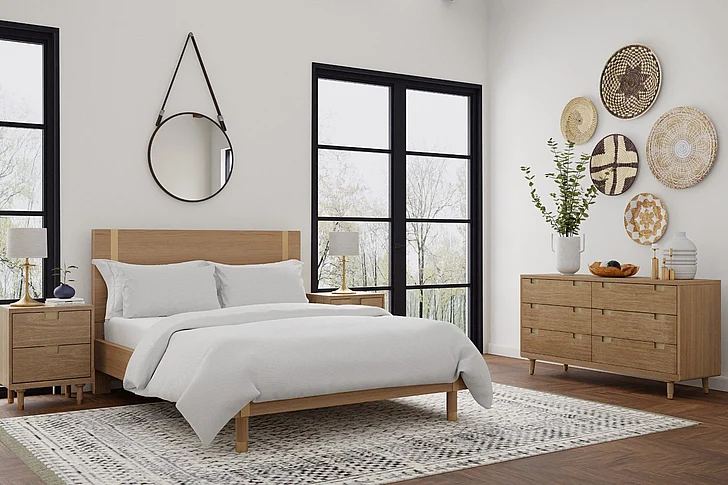 Alpine Furniture Easton 2-Piece Platform Bedroom Set in Sand