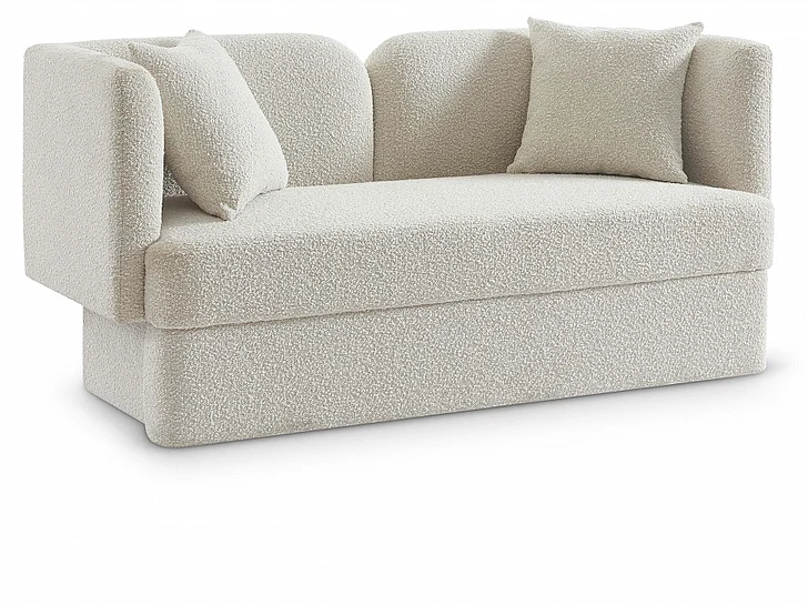 Meridian Marcel Boucle Fabric Loveseat in Cream Boucle Fabric 616Cream-L