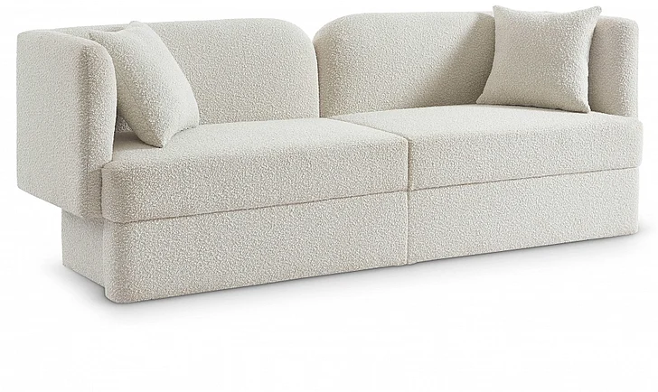Meridian Marcel Boucle Fabric Sofa in Cream Boucle Fabric 616Cream-S