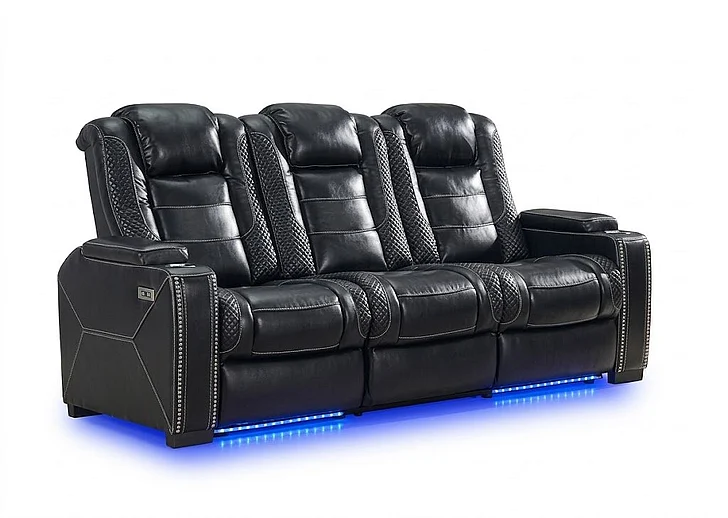 McFerran Home Furnishing SF3816 Power Reclining Sofa in Black SF3816-S