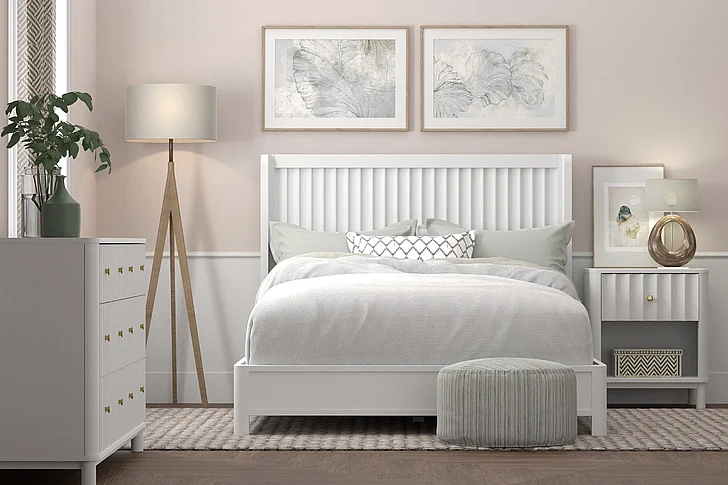 Alpine Furniture Stapleton 2-Piece Panel Bedroom Set in White