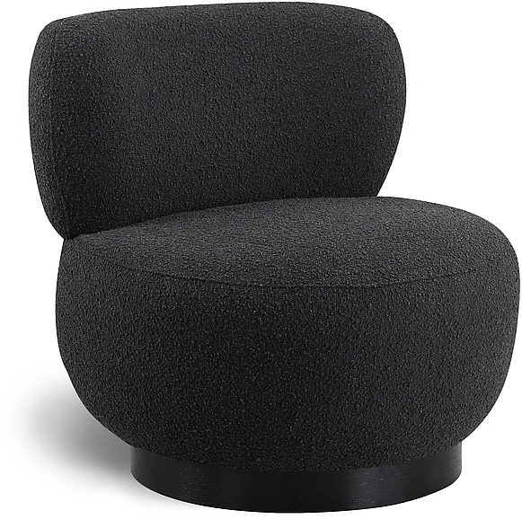 Meridian Calais Boucle Fabric Accent Chair in Black Boucle Fabric 557Black