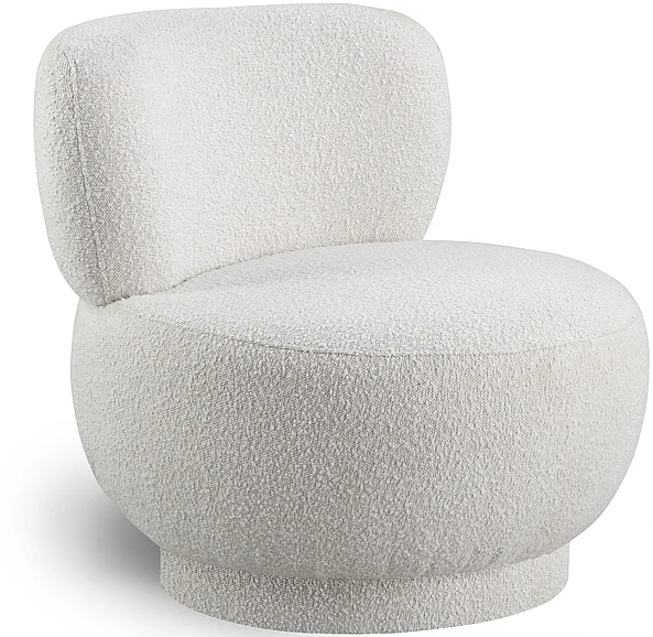 Meridian Calais Boucle Fabric Accent Chair in Cream Boucle Fabric 558Cream