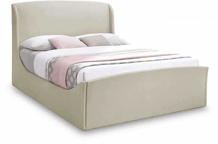 Meridian Tess Velvet King Bed in Cream Velvet TessCream-K