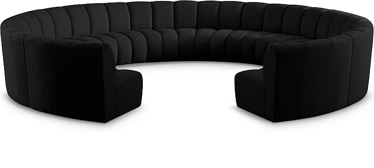 Meridian Infinity Boucle Fabric 11pc. Sectional in Black Boucle Fabric 643Black-11PC