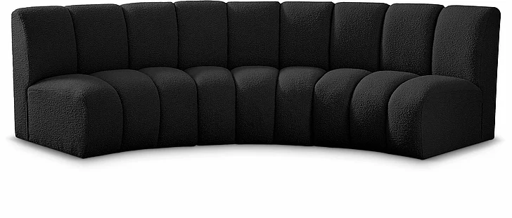 Meridian Infinity Boucle Fabric Sofa in Black Boucle Fabric 643Black-3PC