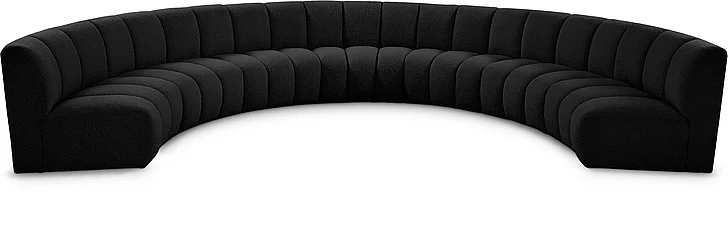 Meridian Infinity Boucle Fabric 7pc. Sectional in Black Boucle Fabric 643Black-7PC