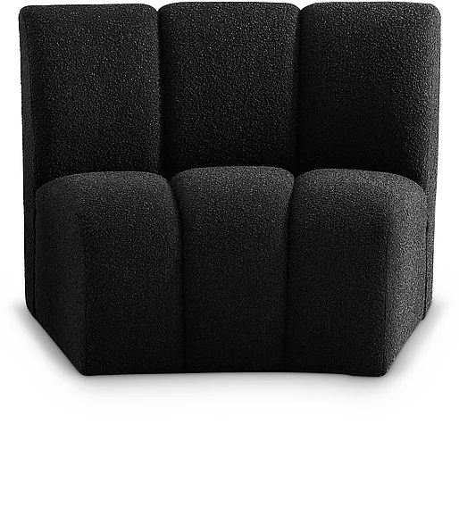 Meridian Infinity Boucle Fabric Modular Chair in Black Boucle Fabric 643Black-C