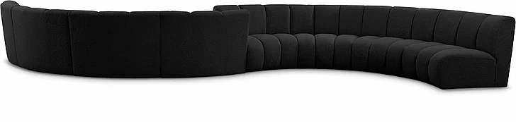 Meridian Infinity Boucle Fabric 8pc. Sectional in Black Boucle Fabric 643Black-S8PC