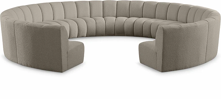 Meridian Infinity Boucle Fabric 11pc. Sectional in Brown Boucle Fabric 643Taupe-11PC