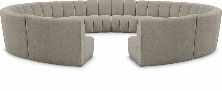 Meridian Infinity Boucle Fabric 12pc. Sectional in Brown Boucle Fabric 643Taupe-12PC