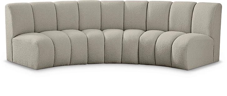 Meridian Infinity Boucle Fabric Sofa in Brown Boucle Fabric 643Taupe-3PC