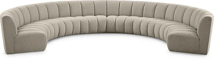 Meridian Infinity Boucle Fabric 8pc. Sectional in Brown Boucle Fabric 643Taupe-8PC