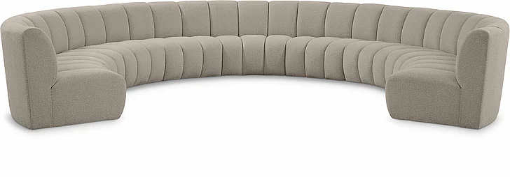 Meridian Infinity Boucle Fabric 9pc. Sectional in Brown Boucle Fabric 643Taupe-9PC