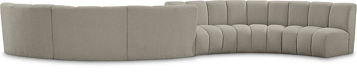 Meridian Infinity Boucle Fabric 6pc. Sectional in Brown Boucle Fabric 643Taupe-S6PC