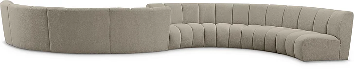 Meridian Infinity Boucle Fabric 8pc. Sectional in Brown Boucle Fabric 643Taupe-S8PC