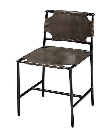 Jamie Young Jamie Young Asher Leather Dining Chair, Grey 20ASHE-DCGR