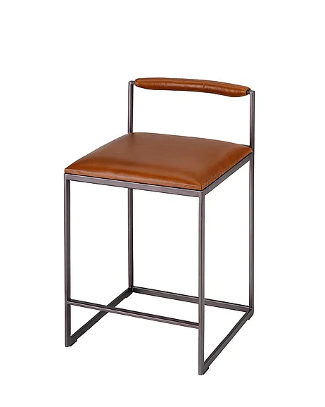 Jamie Young Bradbury Leather Counter Stool in Brown 20BRAD-CSSA