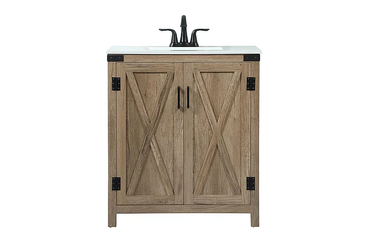 Elegant 30 In. Single Bathroom Vanity in Natural Oak VF90230NT