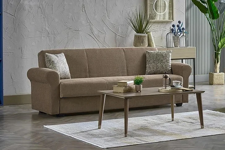 Bellona Furniture Elita S 3 Seat Sleeper Sofa in Koopsi Basic Brown 614 20ETA3E00300007