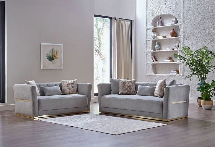 Bellona Furniture Monroe 2-Piece Living Room Set in Merit Gray