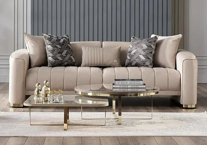 Bellona Furniture Veronica 3 Seat Sleeper Sofa in Silver Vizon 20VER3D00400013