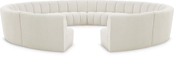 Meridian Infinity Boucle Fabric 12pc. Sectional in Cream Boucle Fabric 643Cream-12PC