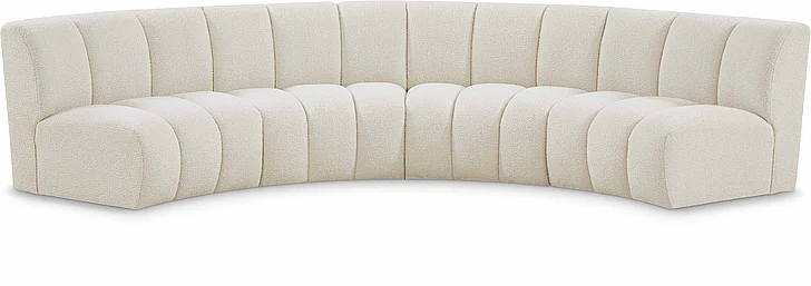 Meridian Infinity Boucle Fabric 4pc. Sectional in Cream Boucle Fabric 643Cream-4PC