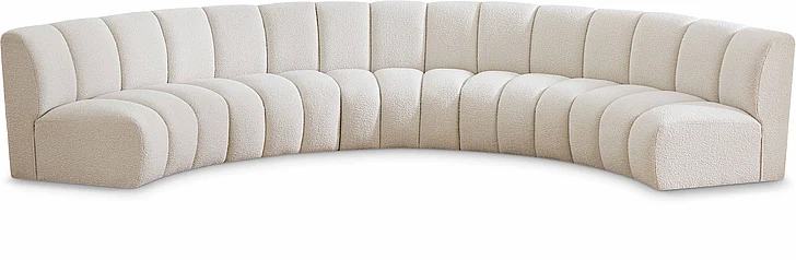 Meridian Infinity Boucle Fabric 5pc. Sectional in Cream Boucle Fabric 643Cream-5PC