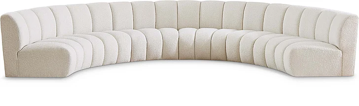 Meridian Infinity Boucle Fabric 6pc. Sectional in Cream Boucle Fabric 643Cream-6PC