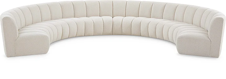Meridian Infinity Boucle Fabric 8pc. Sectional in Cream Boucle Fabric 643Cream-8PC
